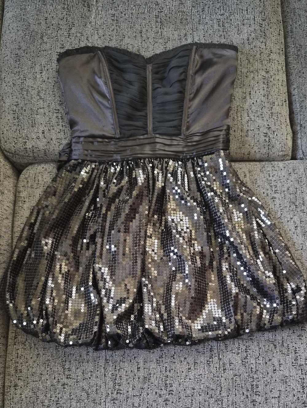 bebe Strapless Black Sequin Party Dress